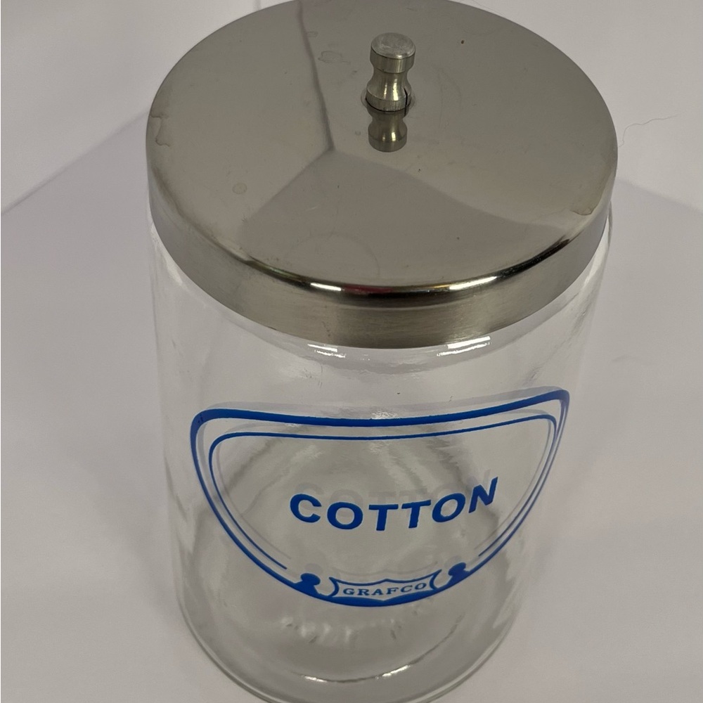 Vintage Set of Glass Cotton and Applicators Doctor Apothecary Jars with Lids - Picture 3 of 5